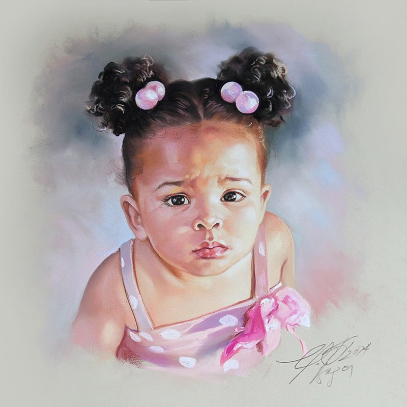 Realistic oil pastel portrait