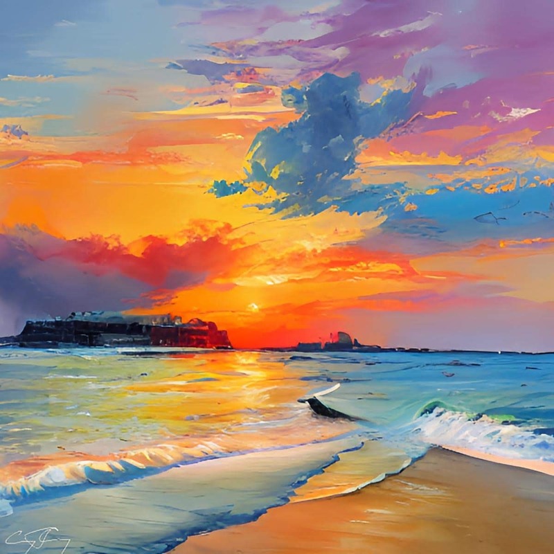 Beach sunset art ideas