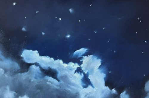 night sky oil pastel drawing