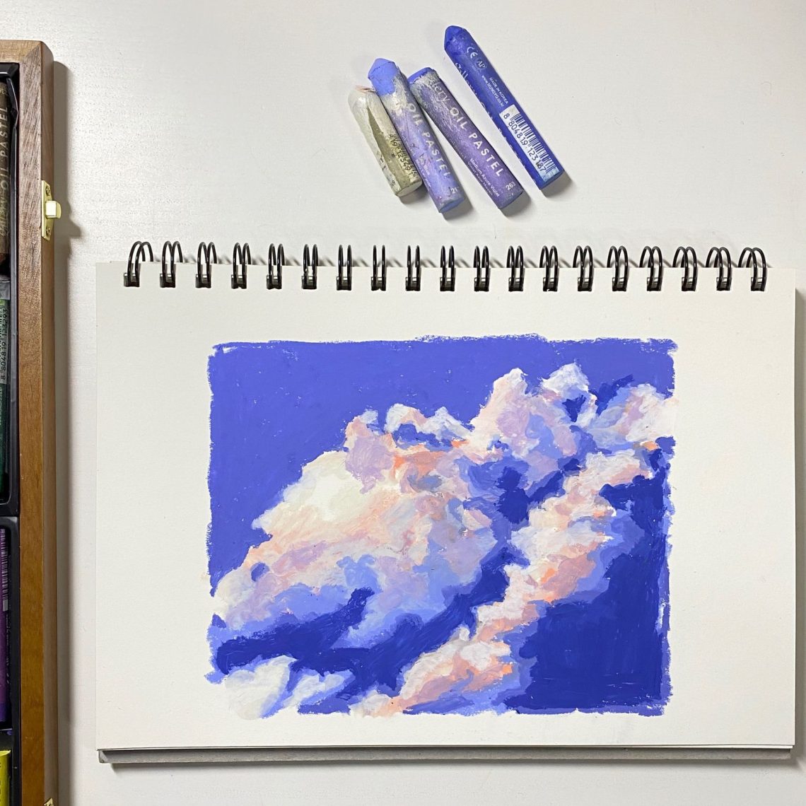 cloud oil pastel drawing