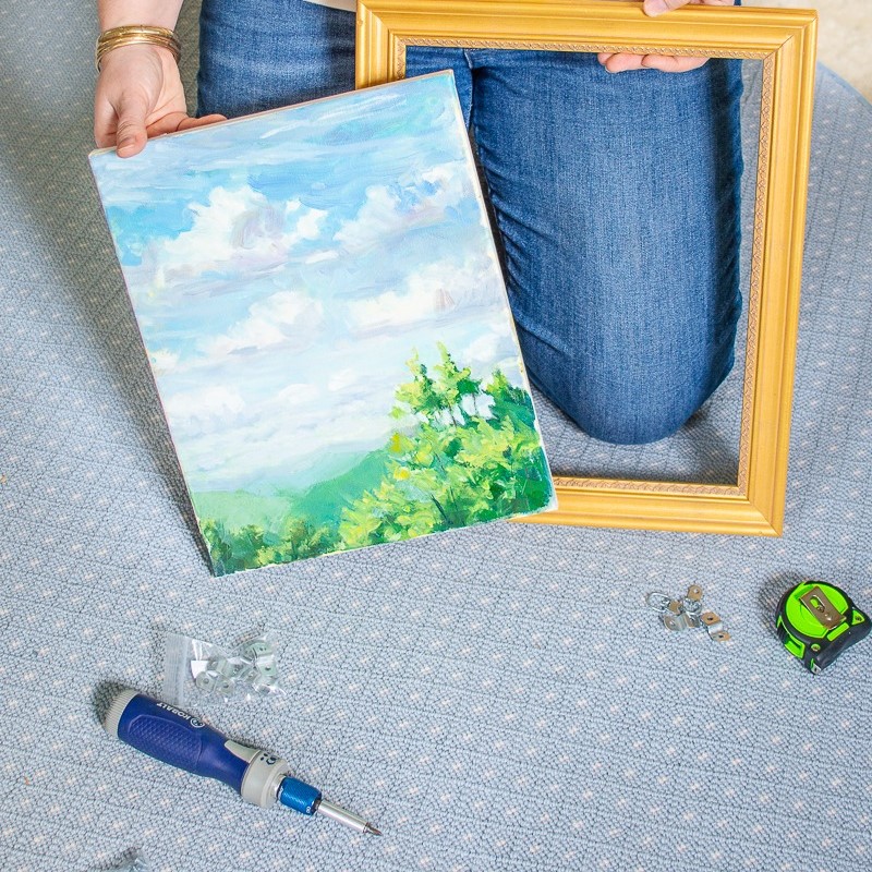 framing a canvas painting
